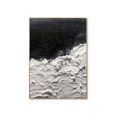 Cuadro Abstracto al Óleo Océano de Estrellas - Arte Moderno en Blanco y Negro para Decoración del Hogar - Image 6