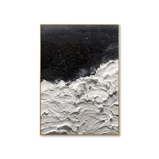 Cuadro Abstracto al Óleo Océano de Estrellas - Arte Moderno en Blanco y Negro para Decoración del Hogar - Image 6