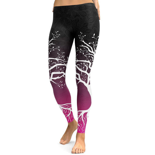 Leggings Deportivos Yoga con Estampado Digital de Ramas Coloridas - Image 4