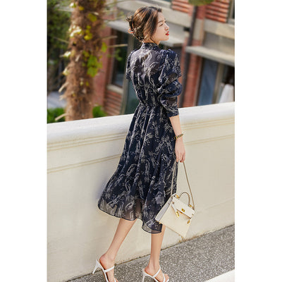 Vestido Camisero de Seda Pura con Cuello Flotante - Primavera Verano - Image 7