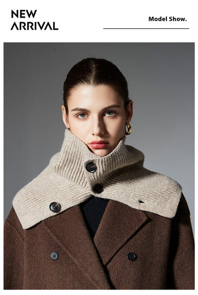 Bufanda de Lana Tejida con Flores y Botones - Estilo Europeo Otoño Invierno - Image 17