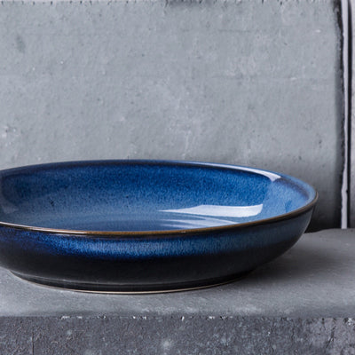 Plato de Cerámica Artesanal Azul Estrella con Esmalte Variable Horno Japonés - Image 3