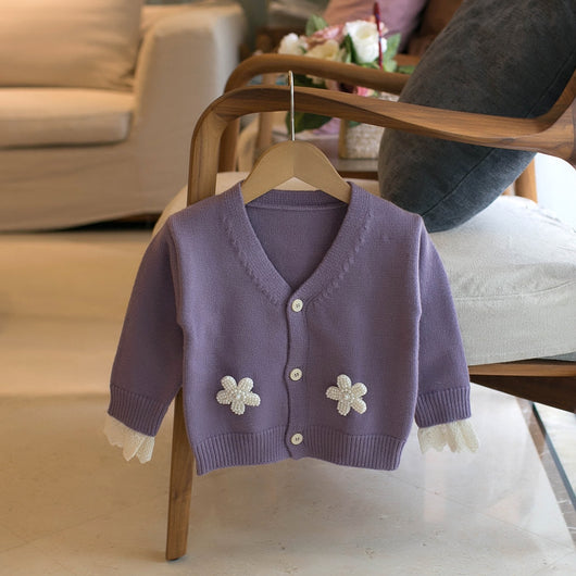 Cardigan Floral para Niñas con Escote en V - Image 6