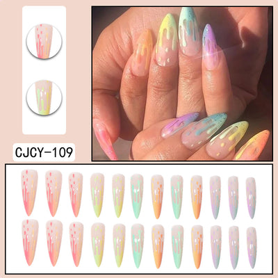 Uñas Postizas Degradado Floral con Efecto Espejo Electroplatado - Image 37