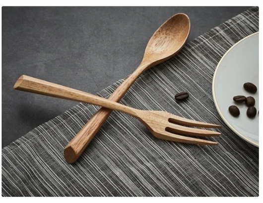 Juego de Cucharas y Tenedor de Madera Estilo Japonés - Image 6