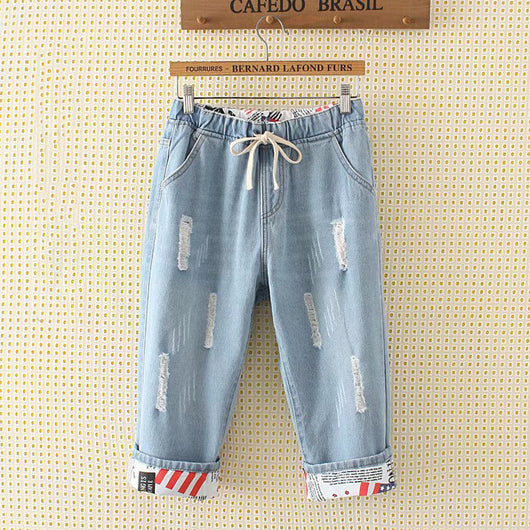Pantalones Holgados Talla Grande con Roturas y Puños Ajustados - Image 8