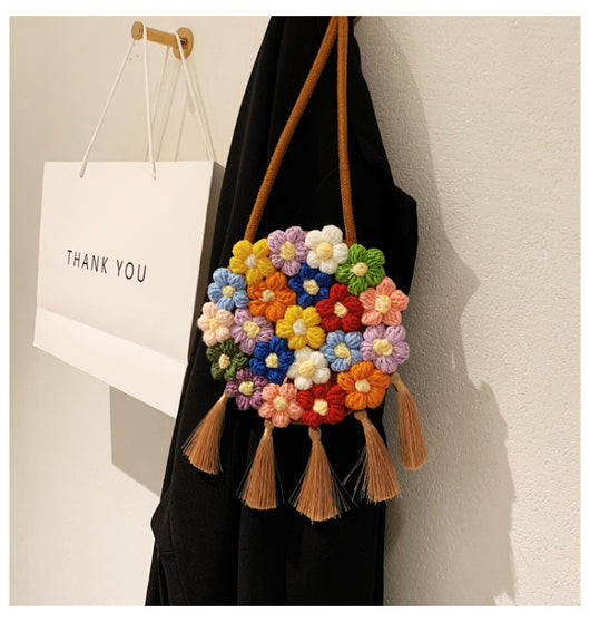 Bolsa Redonda Étnica Esponjosa para Mujer - Diseño Floral 2025 - Image 29