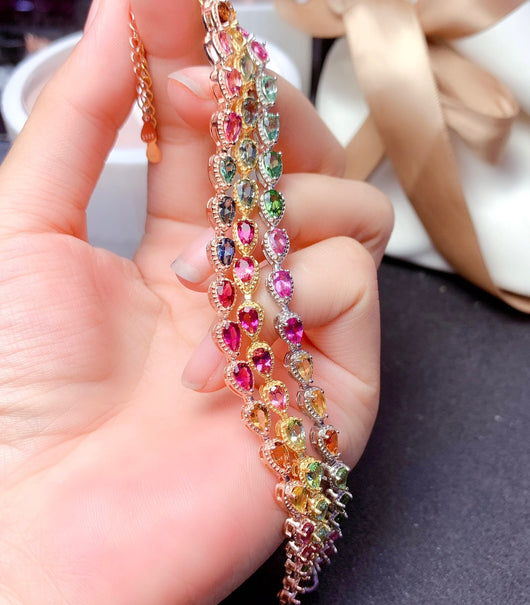 Pulsera de Turmalina Multicolor Natural para Mujer - Image 7