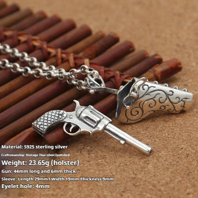Colgante de Plata Tailandesa Estilo Punk Dominante con Pistola - Image 5