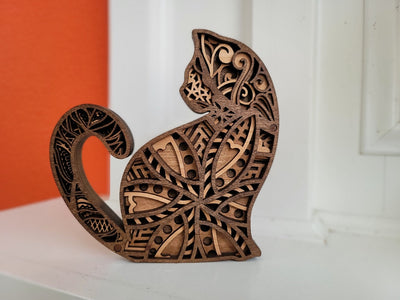 Escultura de Gato Tallada a Mano en Madera - Image 3