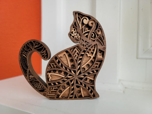 Escultura de Gato Tallada a Mano en Madera - Image 3