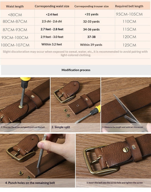 Cinturón Retro para Hombre en Cuero Genuino con Hebilla de Bronce - Image 10