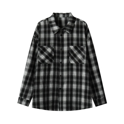 Camisa Casual Retro a Cuadros con Solapa - Image 5