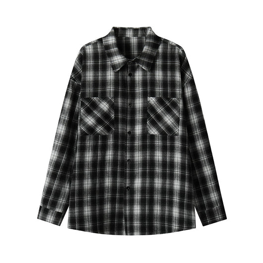 Camisa Casual Retro a Cuadros con Solapa - Image 5