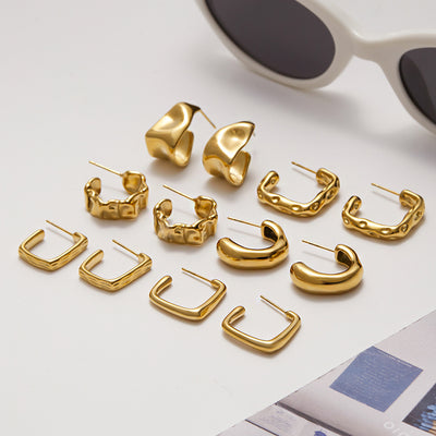 Aretes C Acero Inoxidable Lujo Europeo Minimalista