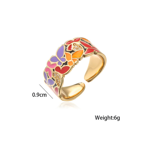 Anillo Mariposa de Cobre con Circones Micro Incrustados - Diseño Elegante para Mujer