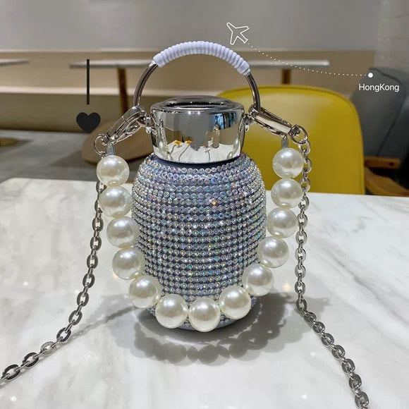 Juego de Tazas Premium: Mug de Barriga Diamantada y Taza de Perla con Asa