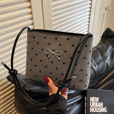 Bolsa Crossbody de Lona con Lunares y Moño Fashion - Image 8