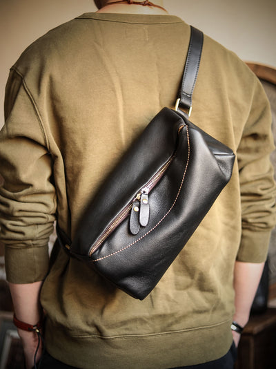 Bolsa de Cuero Genuino para Motociclista - Riñonera Cruzada Harajuku - Image 3