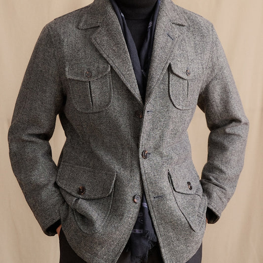 Blazer Ejecutivo de Lana con Cuello Italiano para Hombre