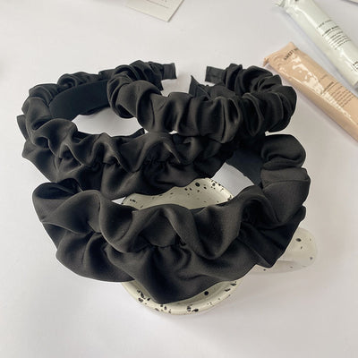 Diadema Plisada de Satén Premium Negro Ancho - Image 30