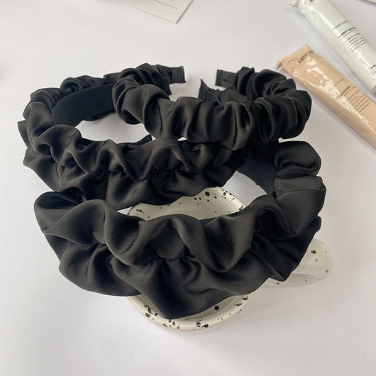 Diadema Plisada de Satén Premium Negro Ancho - Image 30