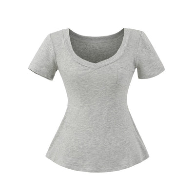 Blusa de Verano Ajustada al Talle con Escote en V y Manga Corta - Image 31