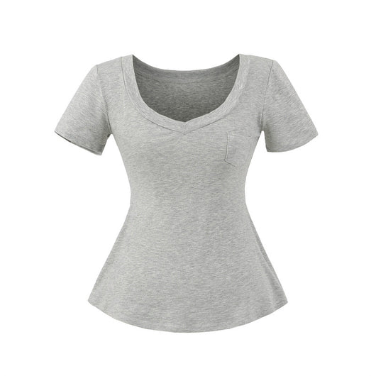 Blusa de Verano Ajustada al Talle con Escote en V y Manga Corta - Image 31