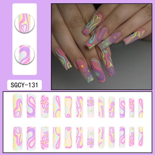 Uñas Decoradas con Diseño Floral Multicolor Estilo Graffiti