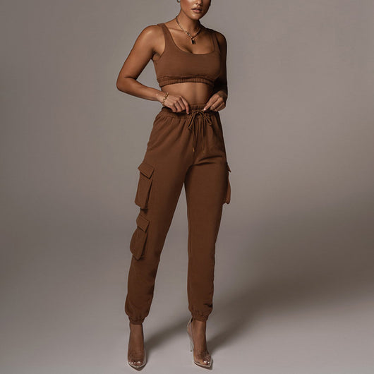 Conjunto Dos Piezas Mujer: Chaleco Umbilical y Pantalón Ajustable - Image 9