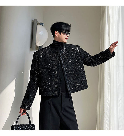 Abrigo Clásico de Cuero con Detalles de Lentejuelas y Cierre Desmontable para Hombre - Image 13