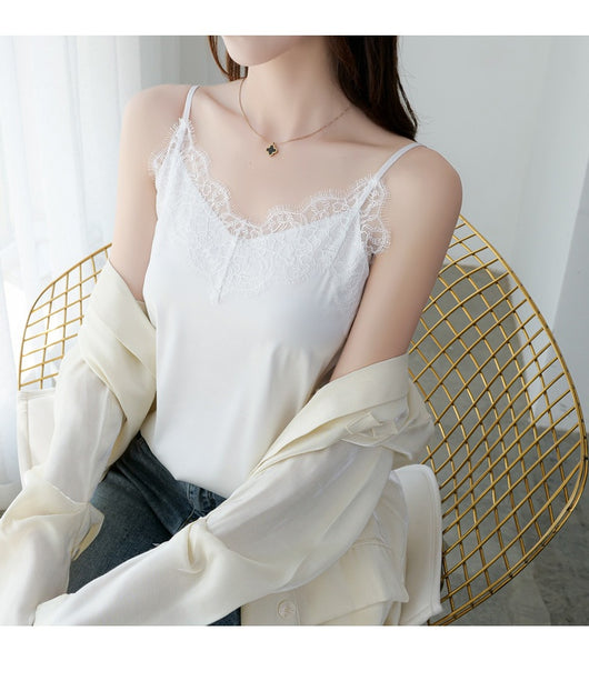 Camisola de Encaje para Pestañas en Seda Satinada para Mujer - Image 17
