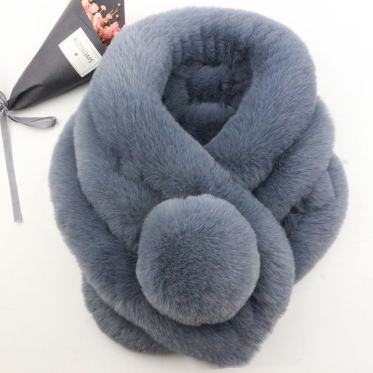 Bufanda de Piel de Conejo Invierno Coreano para Mujer - Image 18