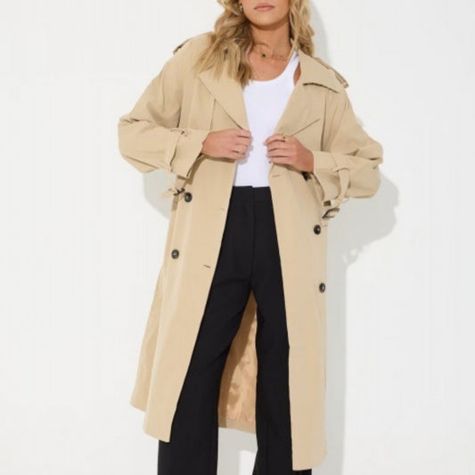Abrigo Trench Casual Largo para Mujer