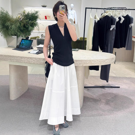 Traje Falda Blusa Sin Mangas Mujer Casual Elegante