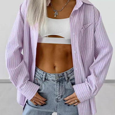 Camisa Manga Larga a Rayas con Detalles de Diamantes - Image 2