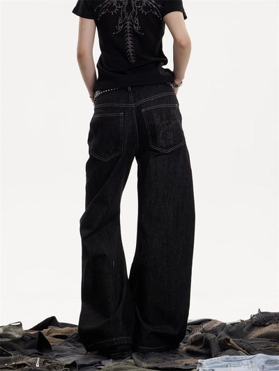 Jeans Rectos Retro Americanos Cintura Alta - Pantalones Casuales Holgados - Image 9