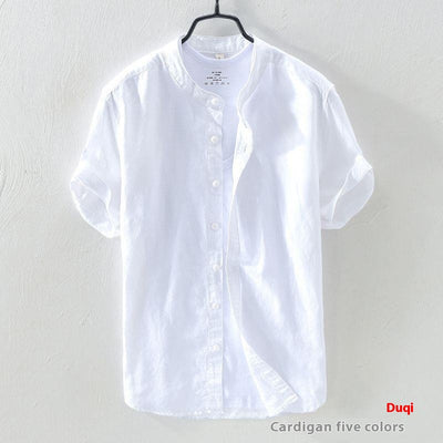 Camisa de Lino Japonés para Hombre Cuello Alto