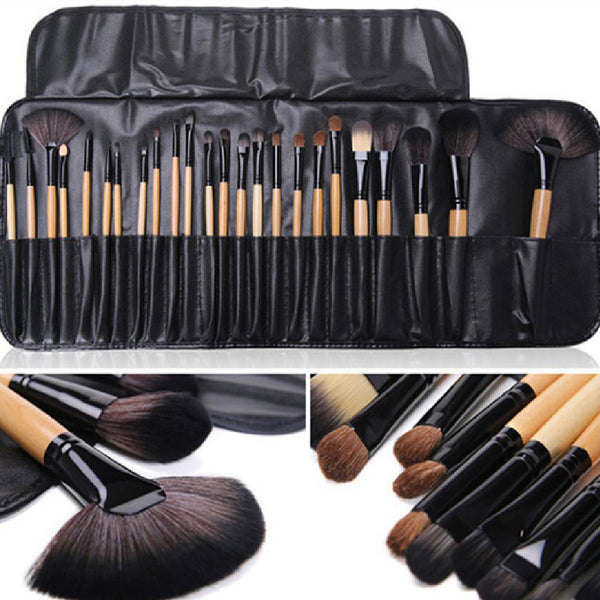 Set Completo de 24 Brochas de Maquillaje Profesional con Cerdas Naturales