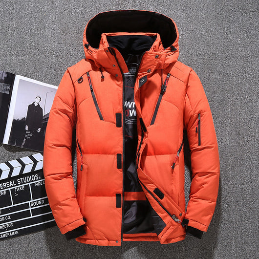 Chaqueta de Invierno para Hombre con Capucha, Plumón de Pato y Múltiples Bolsillos