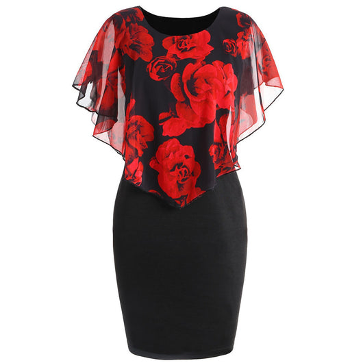 Vestido Capa Estampado Rosas Ajustado Cadera para Mujer - Image 7
