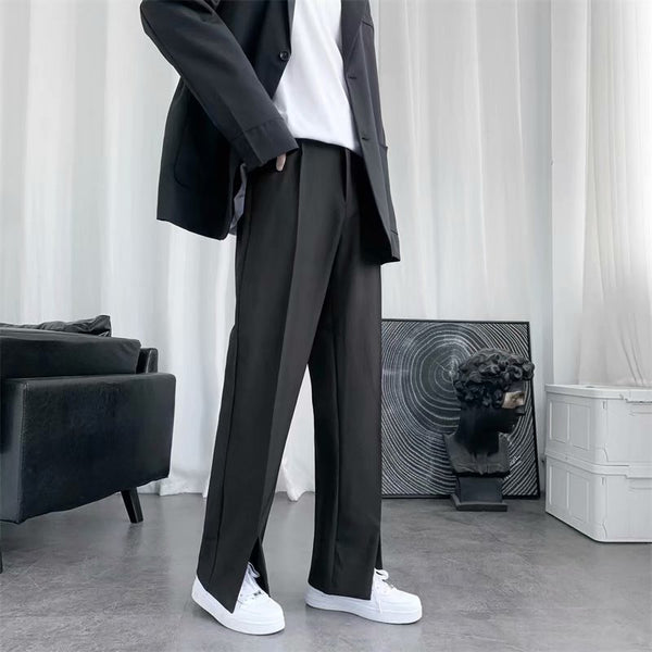 Pantalones Rectos con Aberturas Laterales y Efecto Acampanado