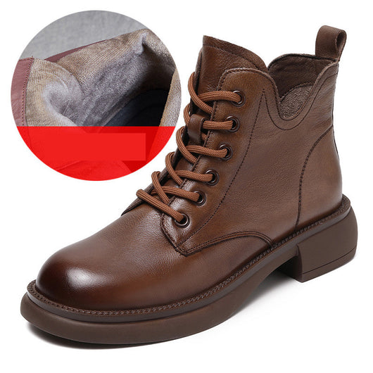 Botas Martin Cortas de Cuero con Cordones y Escote en V - Image 7