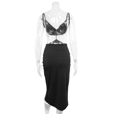 Falda Suspender Plisada Escote V Abierta Atrás Estilo Europeo - Image 9