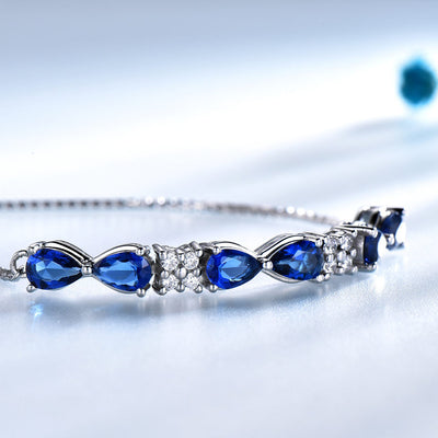 Pulsera de Plata Esterlina 925 con Zafiro Azul y Cadena Ajustable para Mujer - Image 4