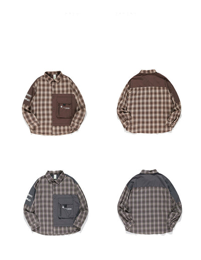 Camisa Cuadros Holgada con Bolsillos Cosidos y Hombros Caídos - Image 16