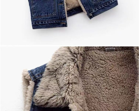 Chaleco Acolchado de Lana de Cordero y Algodón Denim para Mujer - Image 16