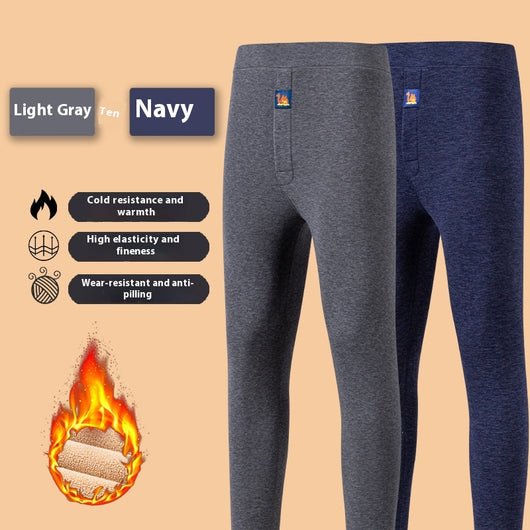 Pantalones Térmicos de Terciopelo Camello Forrados en Forro Polar para Hombre Talla Grande