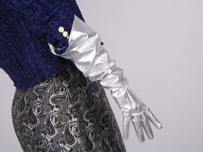 Guantes Largos de Cuero Charol con Mangas Abullonadas 50cm - Image 30