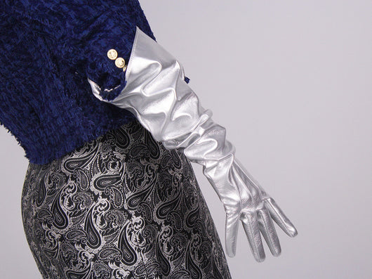 Guantes Largos de Cuero Charol con Mangas Abullonadas 50cm - Image 30